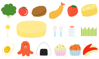 可愛いお弁当のおかずとお弁当箱セット