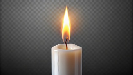 Burning White Candle Isolated,  Clean Cutout for Urban Exploration Photography Projects