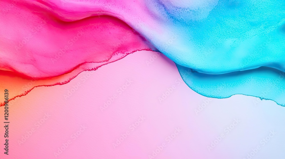 Poster Minimalist watercolor idea. Abstract swirl of pink and blue colors creating a visually appealing texture.