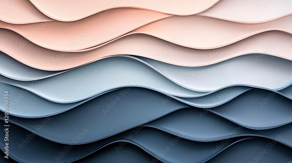Poster Minimalist watercolor idea. Abstract layered wavy patterns in soft colors for creative design and backgrounds.