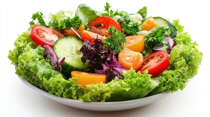 A plate of salad on white background