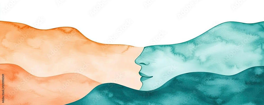 Aufkleber neutral watercolor concept. abstract watercolor illustration representing connection and intimacy be