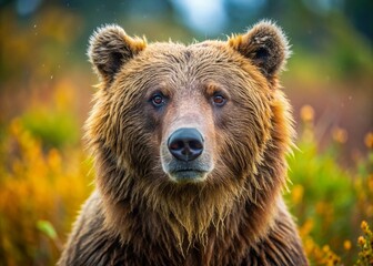 Fototapeta premium Candid Grizzly Bear in Alaskan Wilderness: Majestic Wildlife Photography