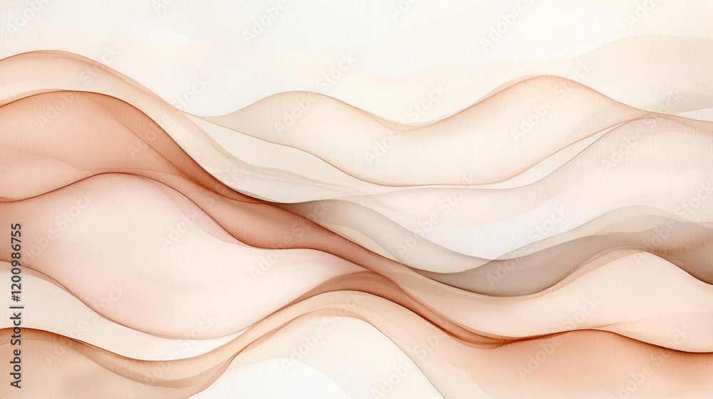 Poster neutral watercolor concept. abstract wavy patterns in soft tones, perfect for backgrounds or creativ