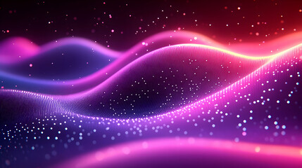 Obraz premium Abstract glowing waves, digital particles, dark background, tech design