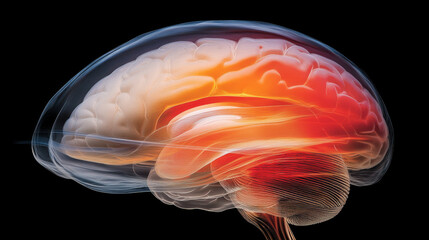 Fototapeta premium vibrant illustration of human brain showcasing neural activity and structure, emphasizing complexity of mind and its functions