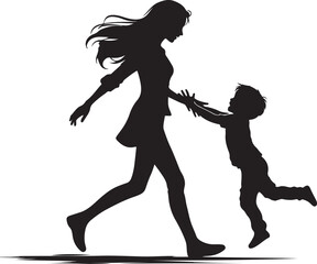 silhouette of a mother and child