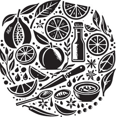 Black Color Orange Silhouette Vector Illustration, Solid White Background