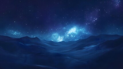 Fototapeta premium Night Sky Over Rolling Blue Mountains