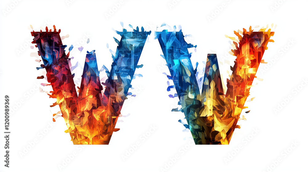 Fototapete set of alphabet symbols of letter w, such a logo. rasterized version also available in gallery