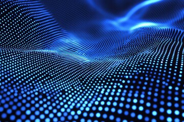 A modern abstract backdrop with glowing blue dots and pixelated patterns, perfect for tech and science applications.