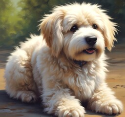 Illustration of fluffy and cute small dog.
