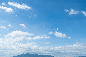 Background of blue sky and mountain silhouette