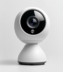 White spherical security camera on stand.