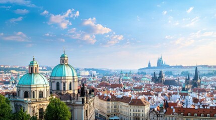 Fototapeta premium Panoramic Cityscape with Domes and Towers