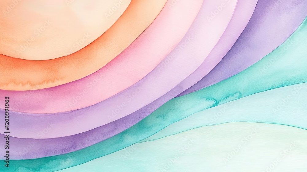 Poster playful watercolor concept. colorful abstract layers in soft watercolor style for creative projects 