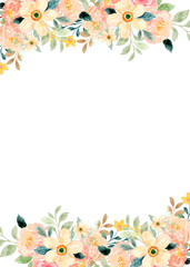 Watercolor flower frame background for wedding, birthday, card, background, invitation, wallpaper, sticker, decoration etc.