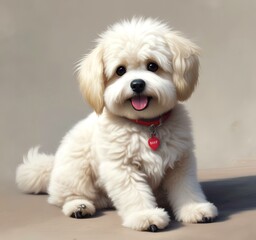 Illustration of fluffy and cute small dog.