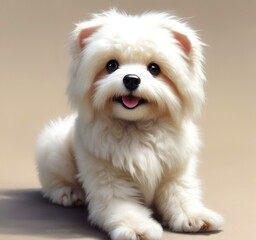 Illustration of fluffy and cute small dog.