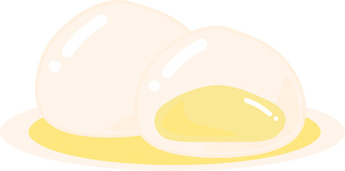 Sweet Steamed Bun with Custard Filling on Plate