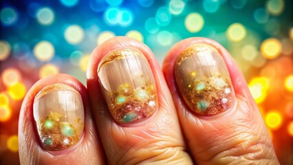 Close-up Bokeh Image of Fingernails Affected by Psoriatic Arthritis