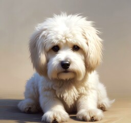 Illustration of fluffy and cute small dog.