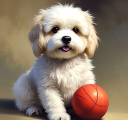 Illustration of fluffy and cute small dog.