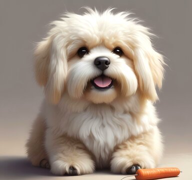 Illustration of fluffy and cute small dog.