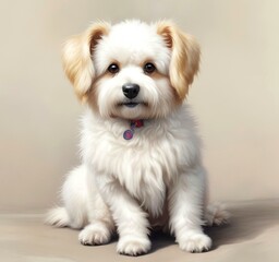 Illustration of fluffy and cute small dog.