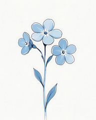 Minimalist vector illustration of a forget-me-not flower with a simple, elegant design, created with generative AI.