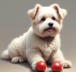 Illustration of fluffy and cute small dog.
