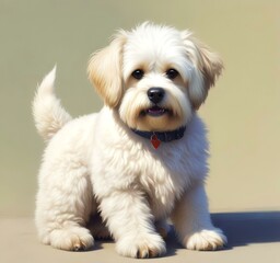 Illustration of fluffy and cute small dog.