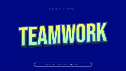 teamwork editable text effect with yellow green blue white bold gradient style