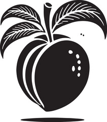 Black Color Peach Silhouette Vector Illustration, Solid White Background