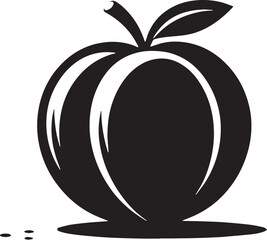 Black Color Peach Silhouette Vector Illustration, Solid White Background