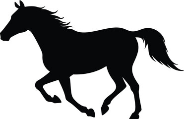 Running Horse Silhouette Vector: Elegant Animal Illustration

