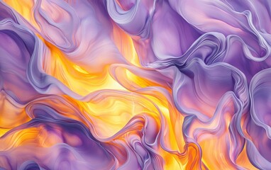 Obraz premium Soft lavender and yellow flames glowing and intermingling, captured in sharp close-up focus