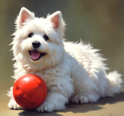 Illustration of fluffy and cute small dog.