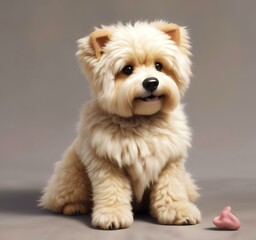 Illustration of fluffy and cute small dog.