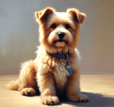 Illustration of fluffy and cute small dog.