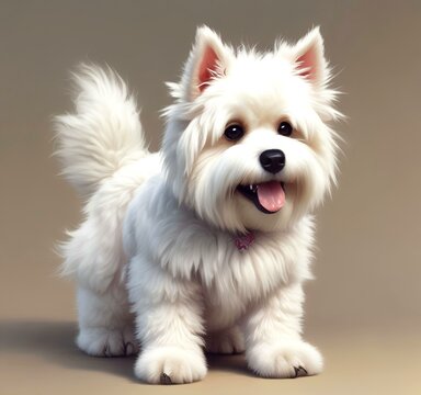 Illustration of fluffy and cute small dog.