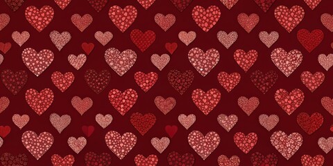 A Romantic Red and Pink Heart Pattern Design for Fabric, Wallpaper, or Cards