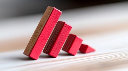 Red Wooden Blocks Showing a Decreasing Trend