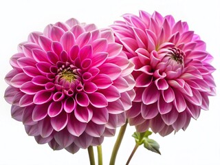Close-up Pink Dahlia Flowers Isolated on White Background - Night Photography