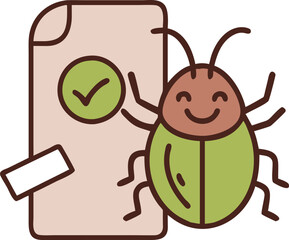 Bug Report Icon Vector: Minimalist Clipboard with Insect Illustration

