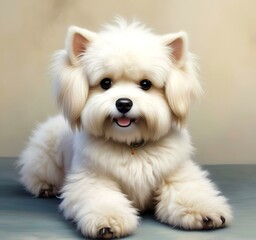 Obraz premium Illustration of fluffy and cute small dog.