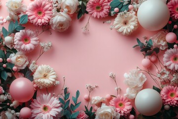 Delicate Floral Frame With Pink Gerberas