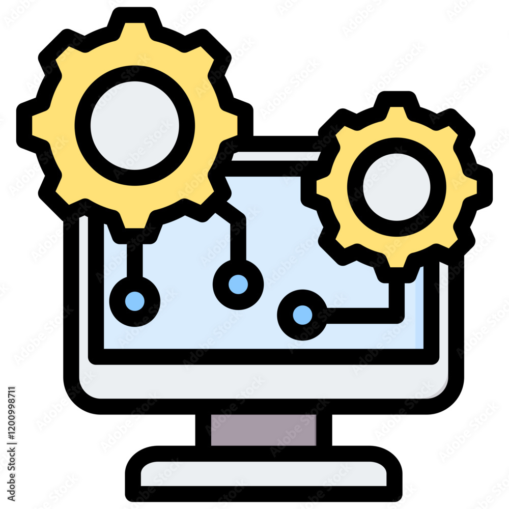 Poster computing outline color icon