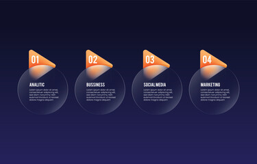 glassmorph infographic 4 step orange gradient