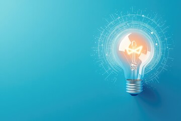 A modern flat-style light bulb graphic on a blue background with a circular arrow and target icon at its center.